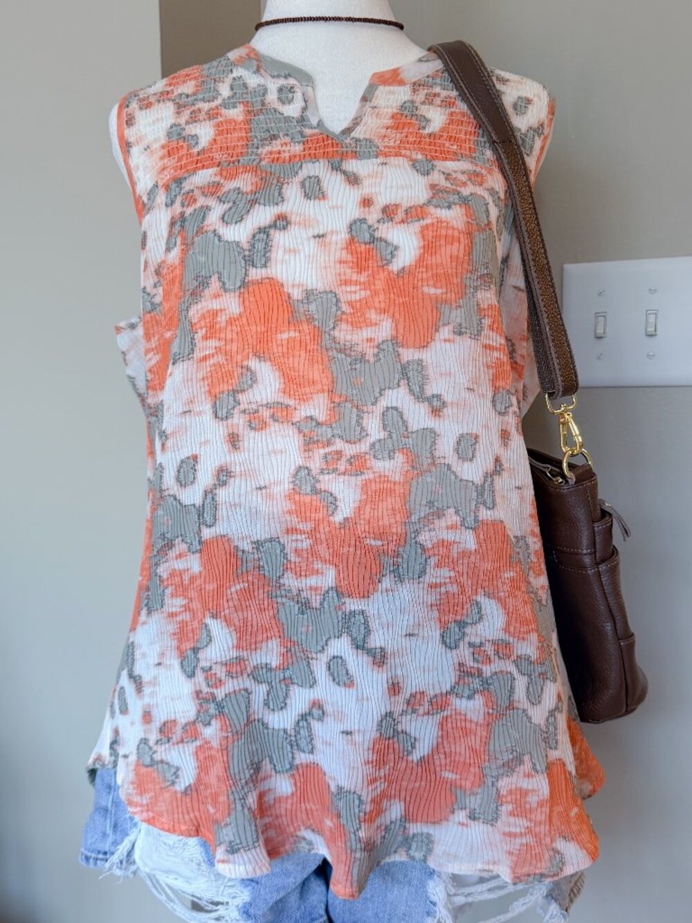 Tribal Textured Abstract Tank Blouse – Size Medium